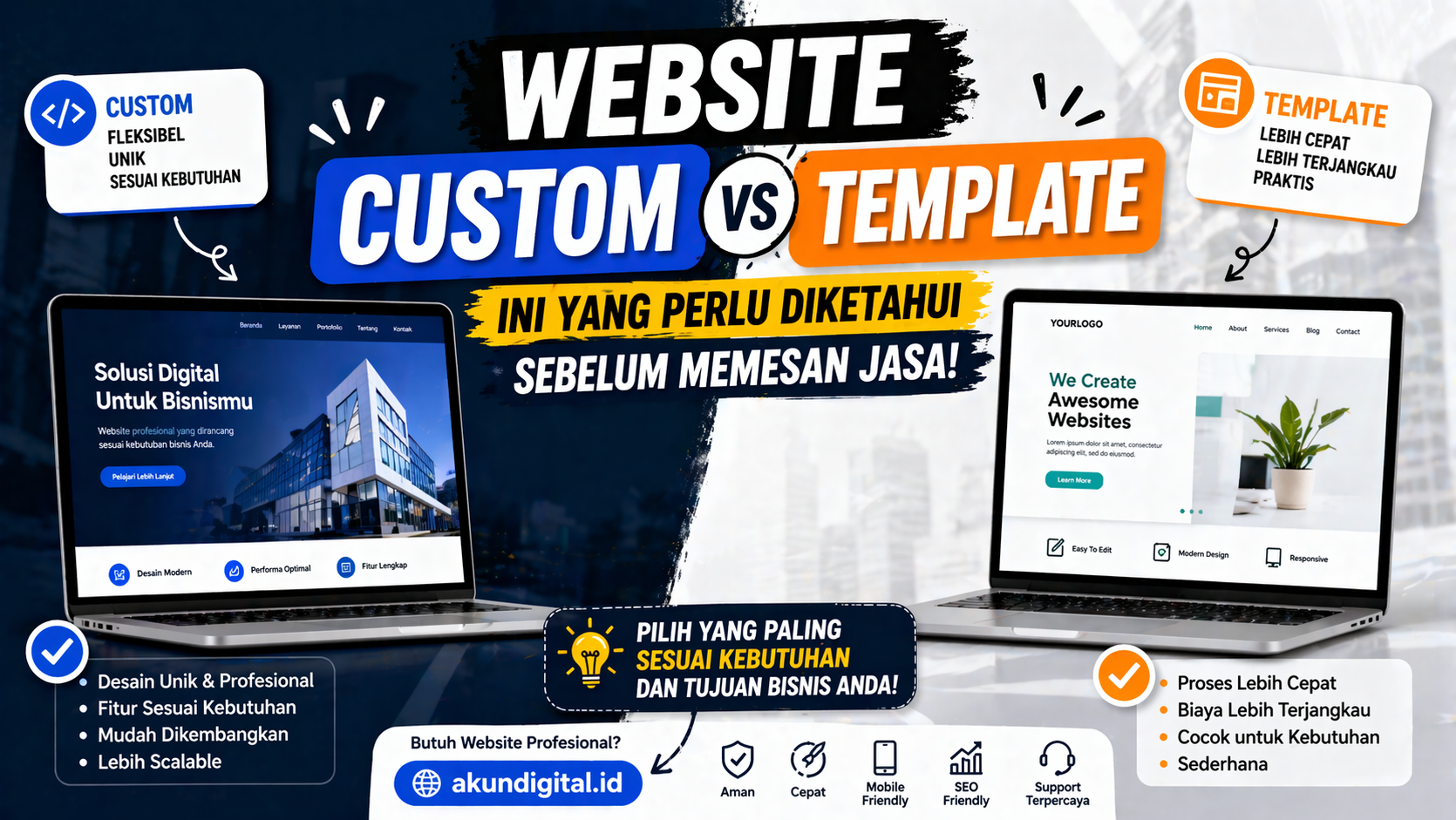 Website Custom atau Template? Ini yang Perlu Diketahui Sebelum Memesan Jasa