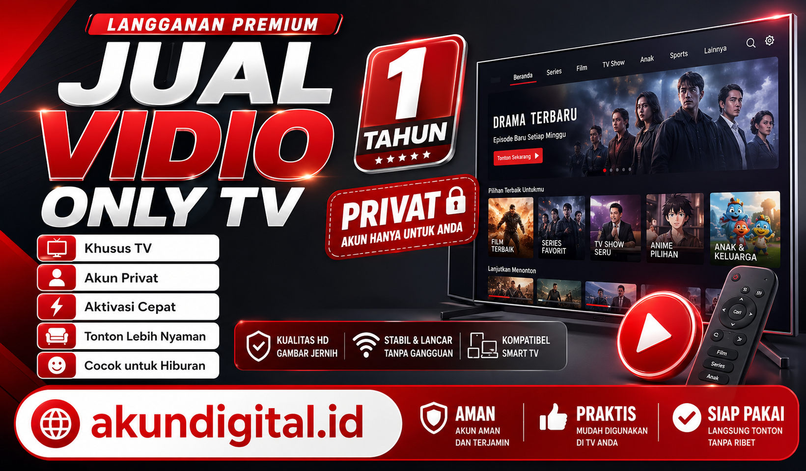 Vidio Only TV 1 Tahun Full